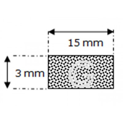 Rechthoekig mosrubber snoer | 3 x 15 mm | per meter